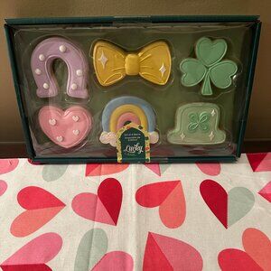 Lucky Lane St. Patrick's Faux Cookies Shamrock Tray Decor Set of 6 Matte Fin.